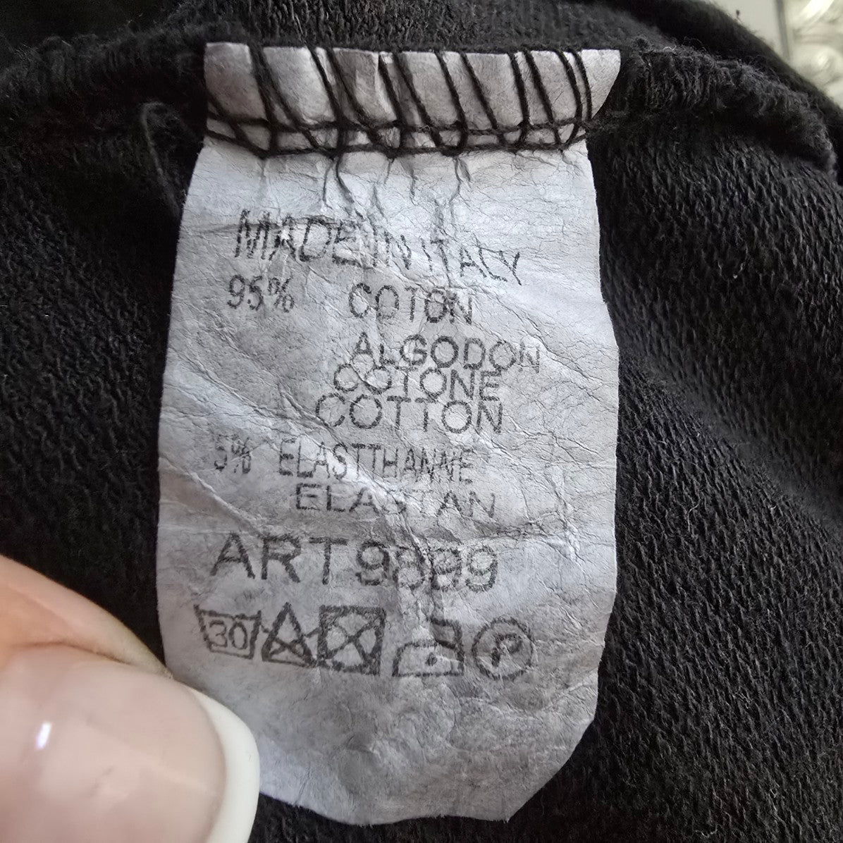 Made in Italy Black Cotton Sweatshirt Mini Dress Size L