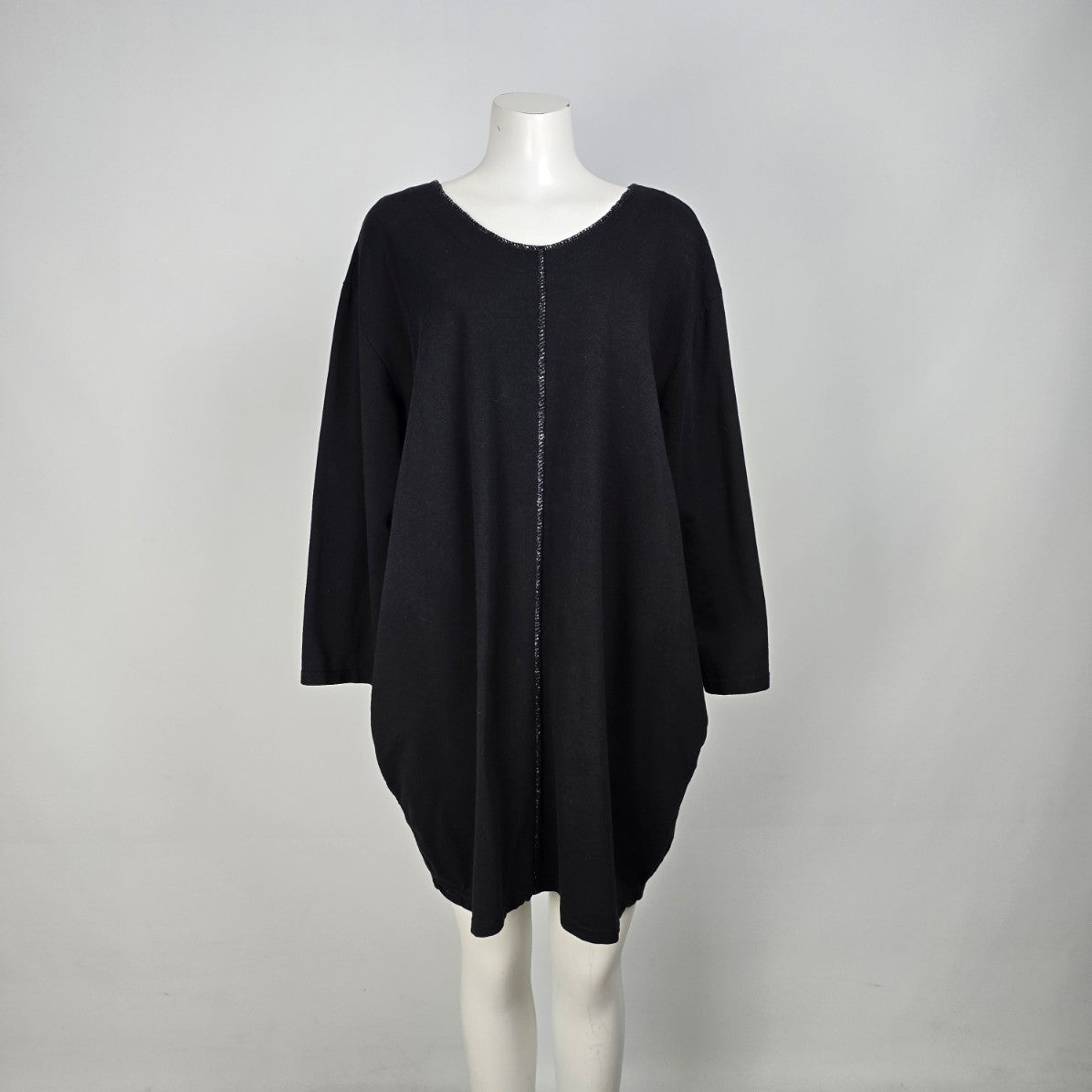 Made in Italy Black Cotton Sweatshirt Mini Dress Size L