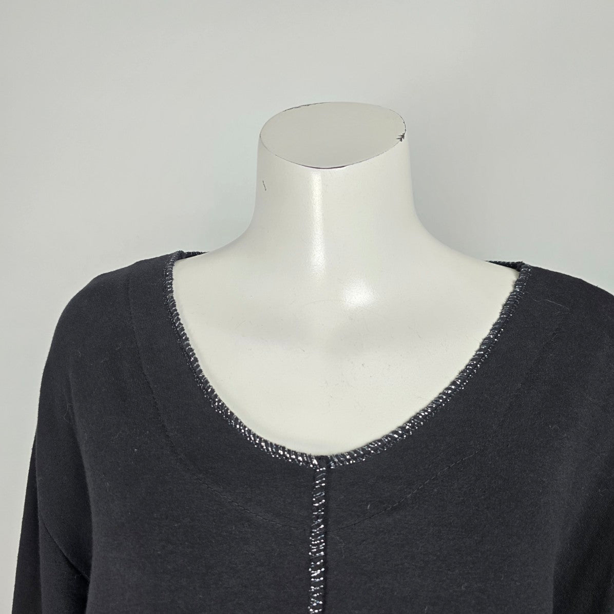 Made in Italy Black Cotton Sweatshirt Mini Dress Size L