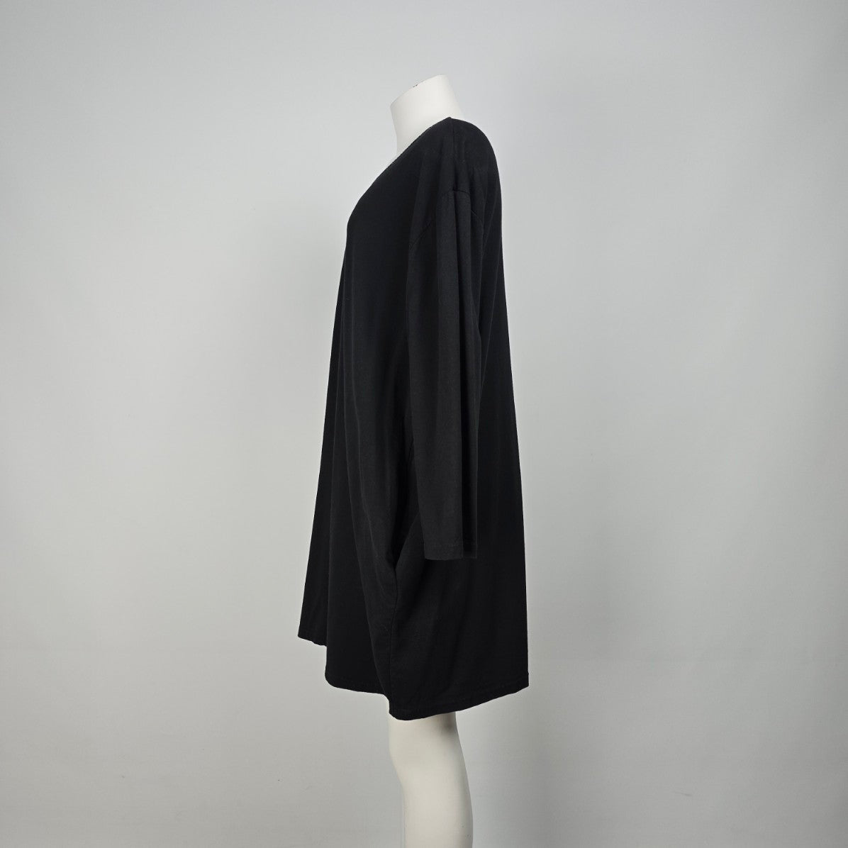 Made in Italy Black Cotton Sweatshirt Mini Dress Size L