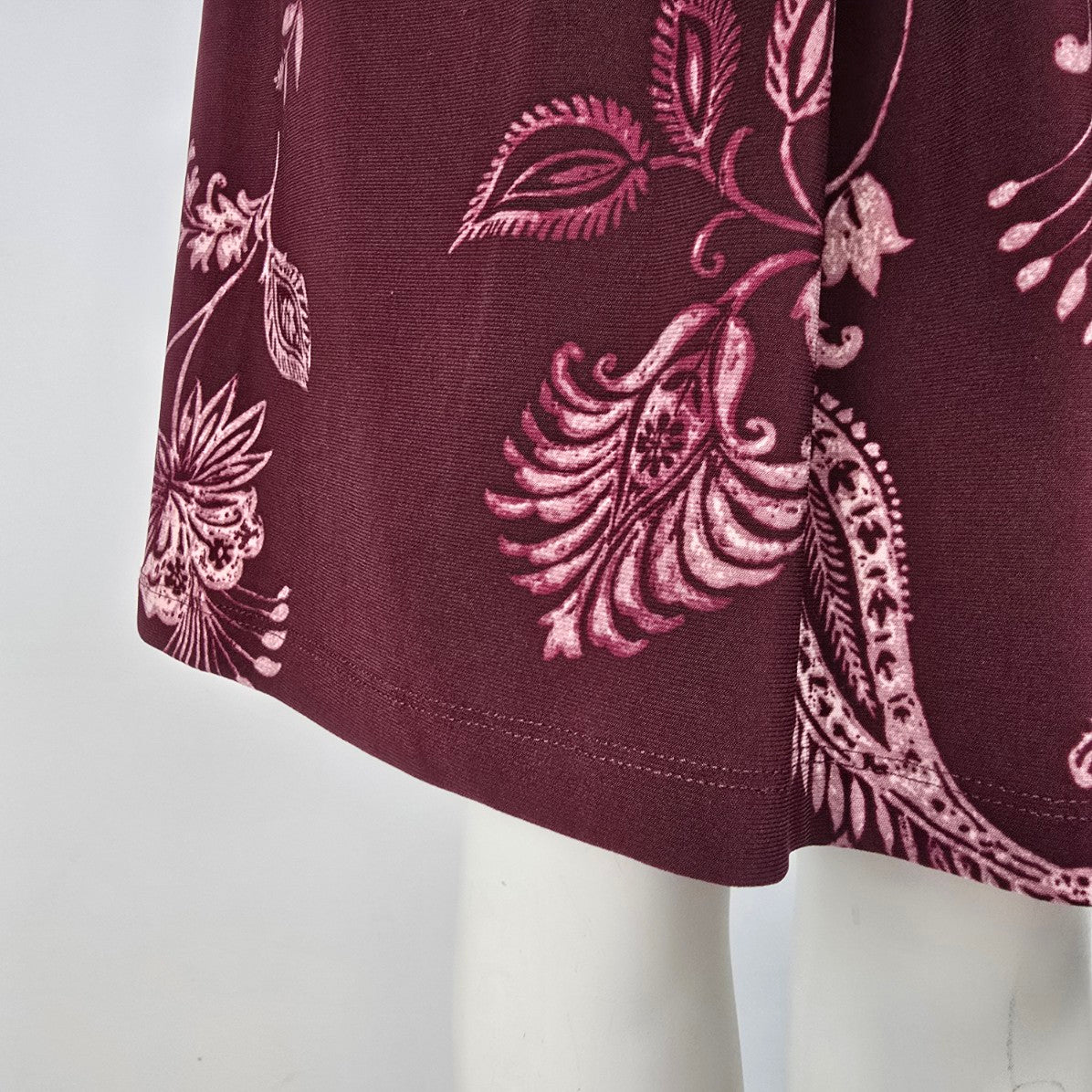 Chaps Burgundy Floral Print Faux Wrap Dress Size L