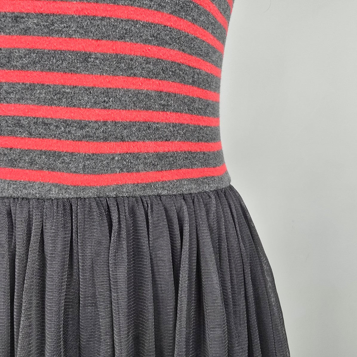 Matilda Jane T'WAS THE NIGHT Dress Red Stripes Tulle Overlay Size XS