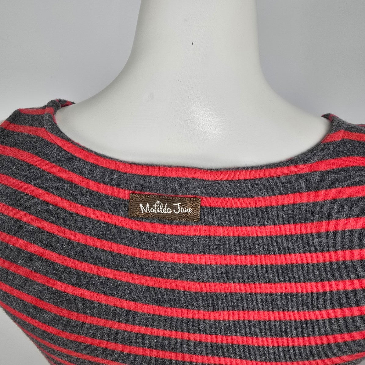 Matilda Jane T'WAS THE NIGHT Dress Red Stripes Tulle Overlay Size XS