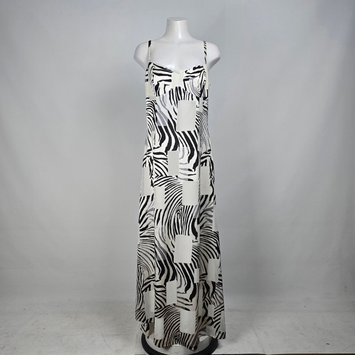 Simaon Chang Black Animal Print Maxi Dress Size 12