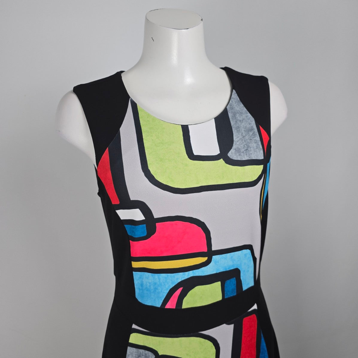 Art by Dolcezza Vibrant Colorful Abstract Print Midi Dress Size M