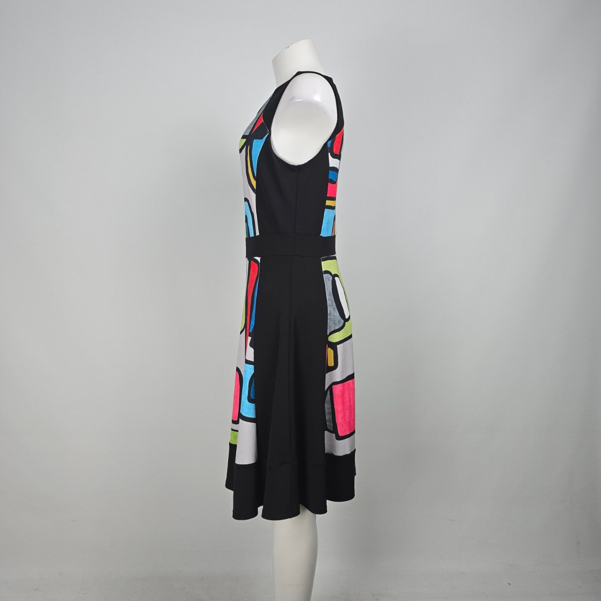 Art by Dolcezza Vibrant Colorful Abstract Print Midi Dress Size M