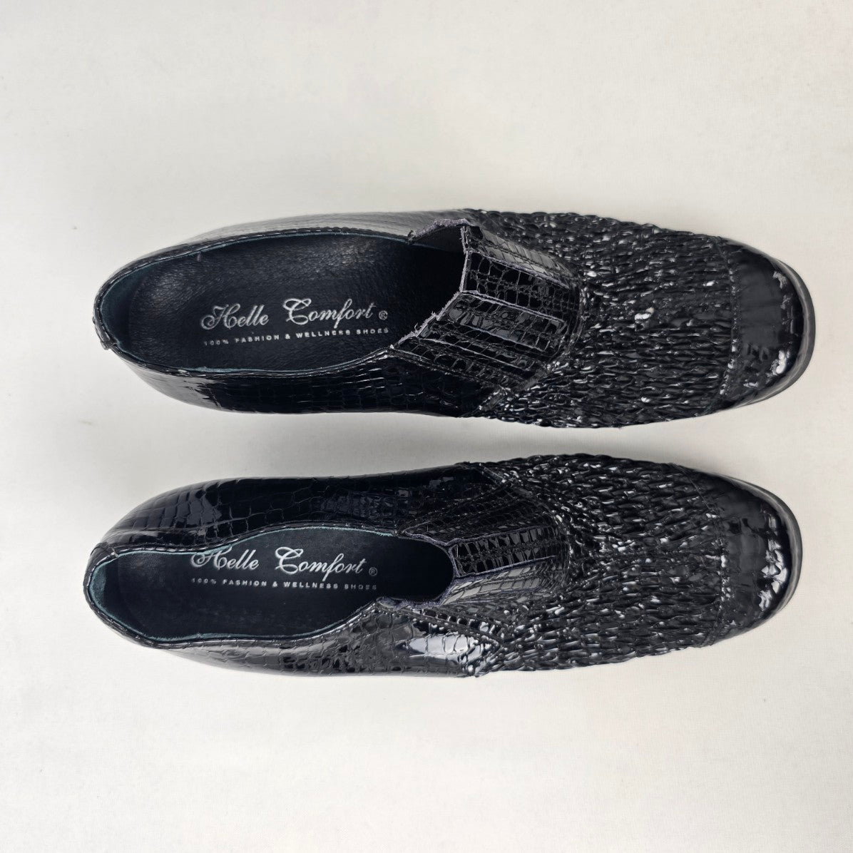 Helle Comfort Black Patent Heeled Shoes Size 7.5