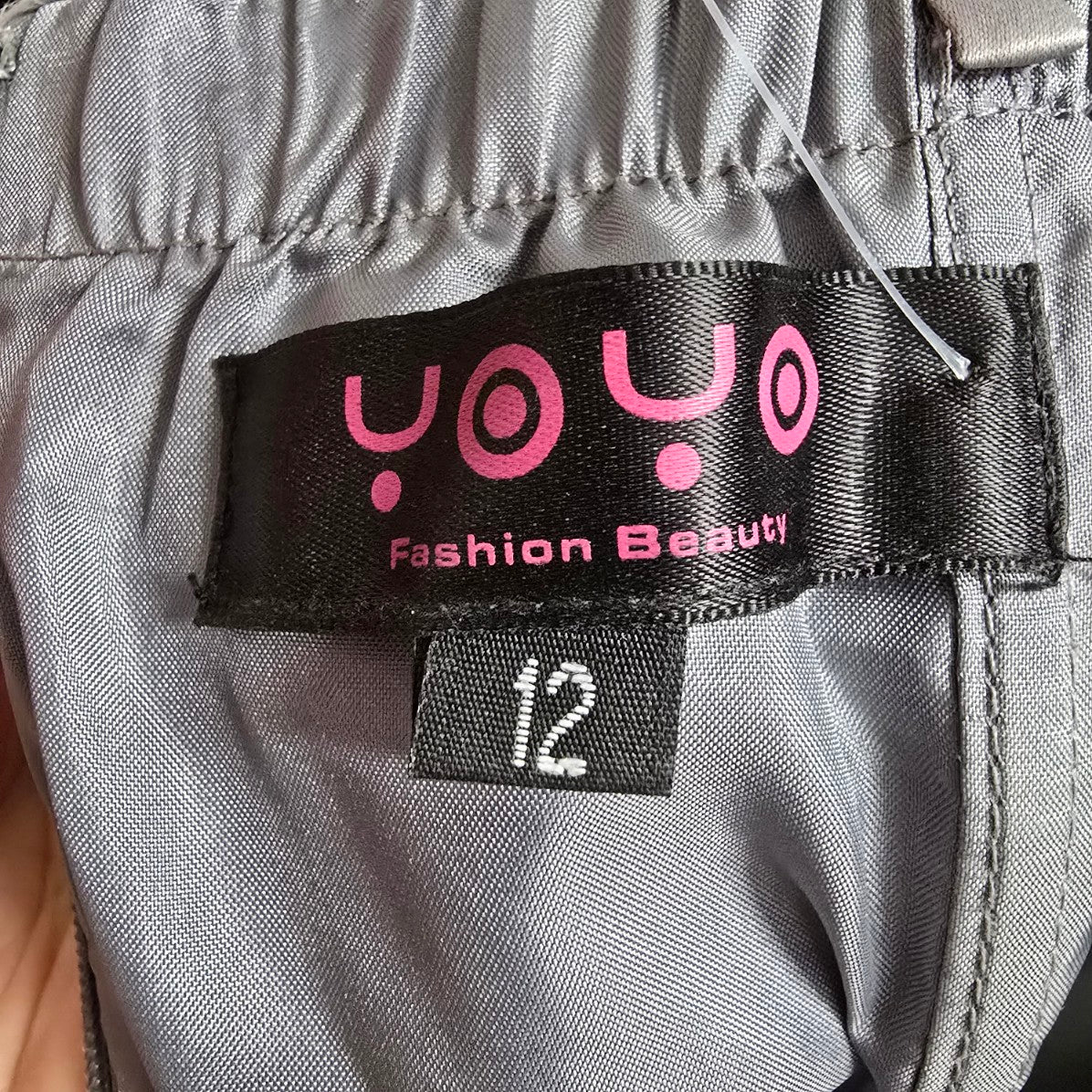 YoYo Silver Silky Ruched Mini Party Dress Size 12