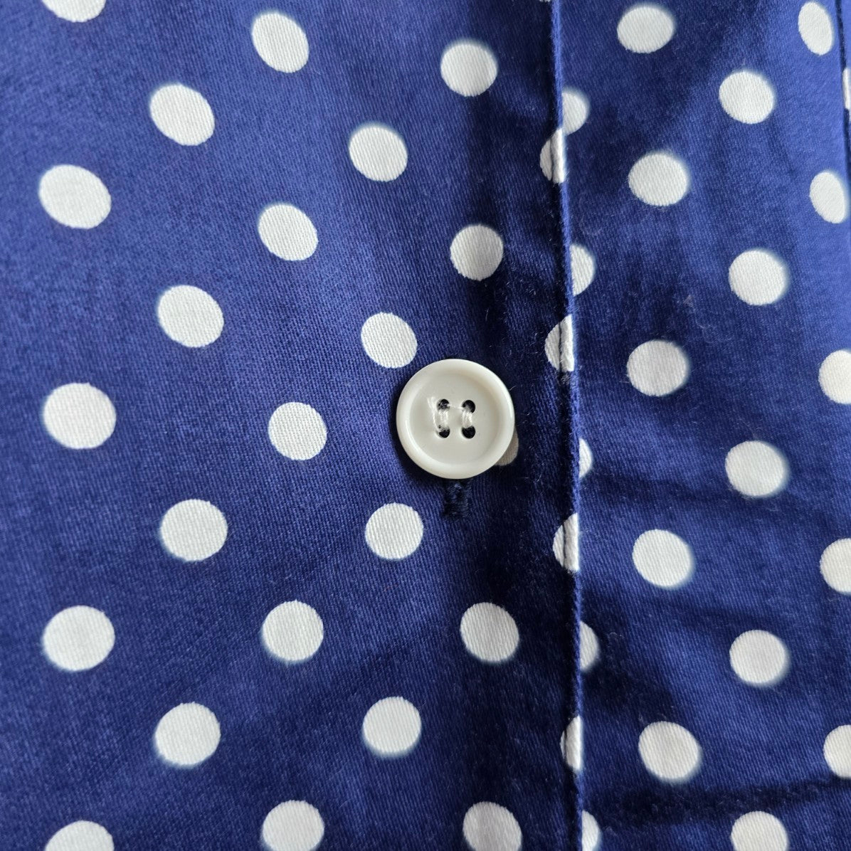 Vintage Tabi International Blue Polka Dot Button Up Blouse Top Size 10