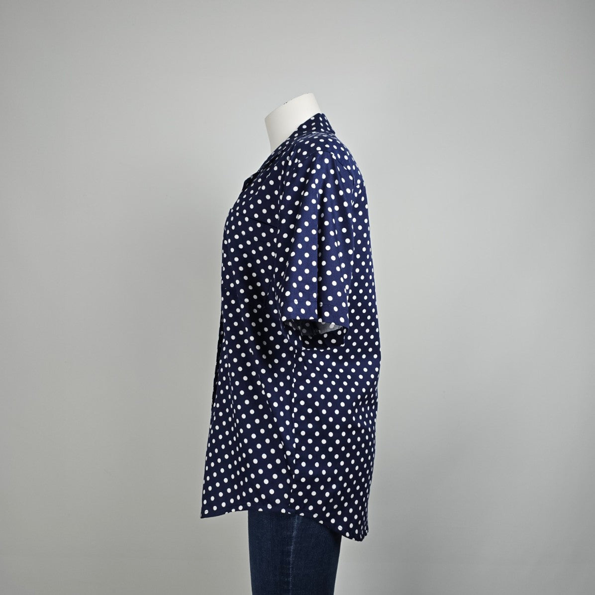 Vintage Tabi International Blue Polka Dot Button Up Blouse Top Size 10