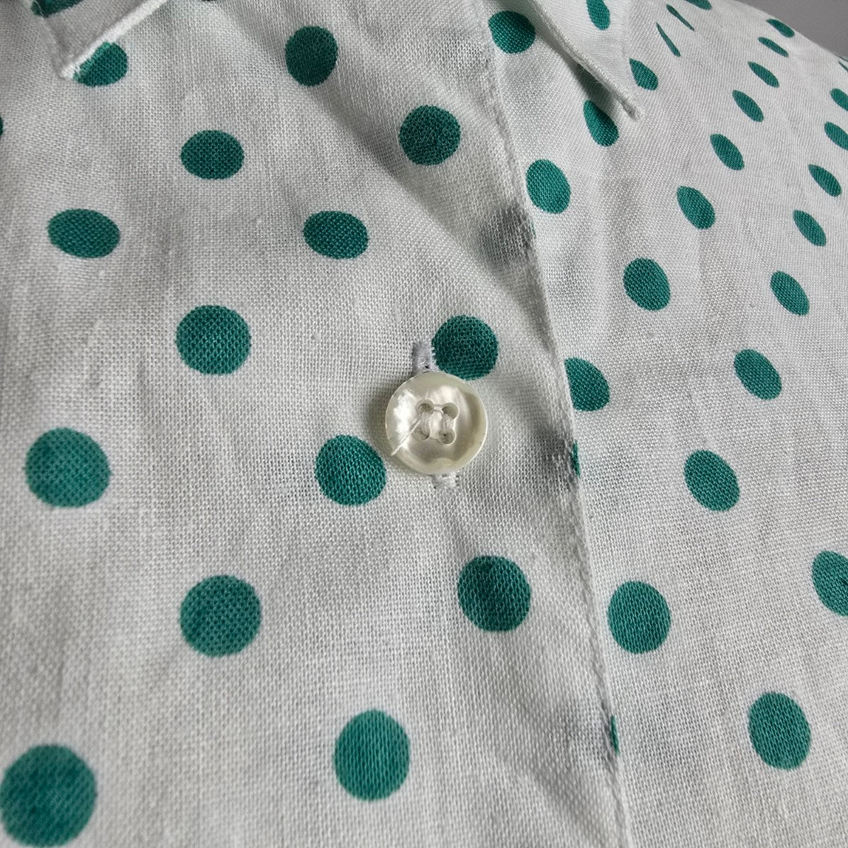 Vintage Seperate Scene Cotton White & Green Polka Dot Blouse Size M