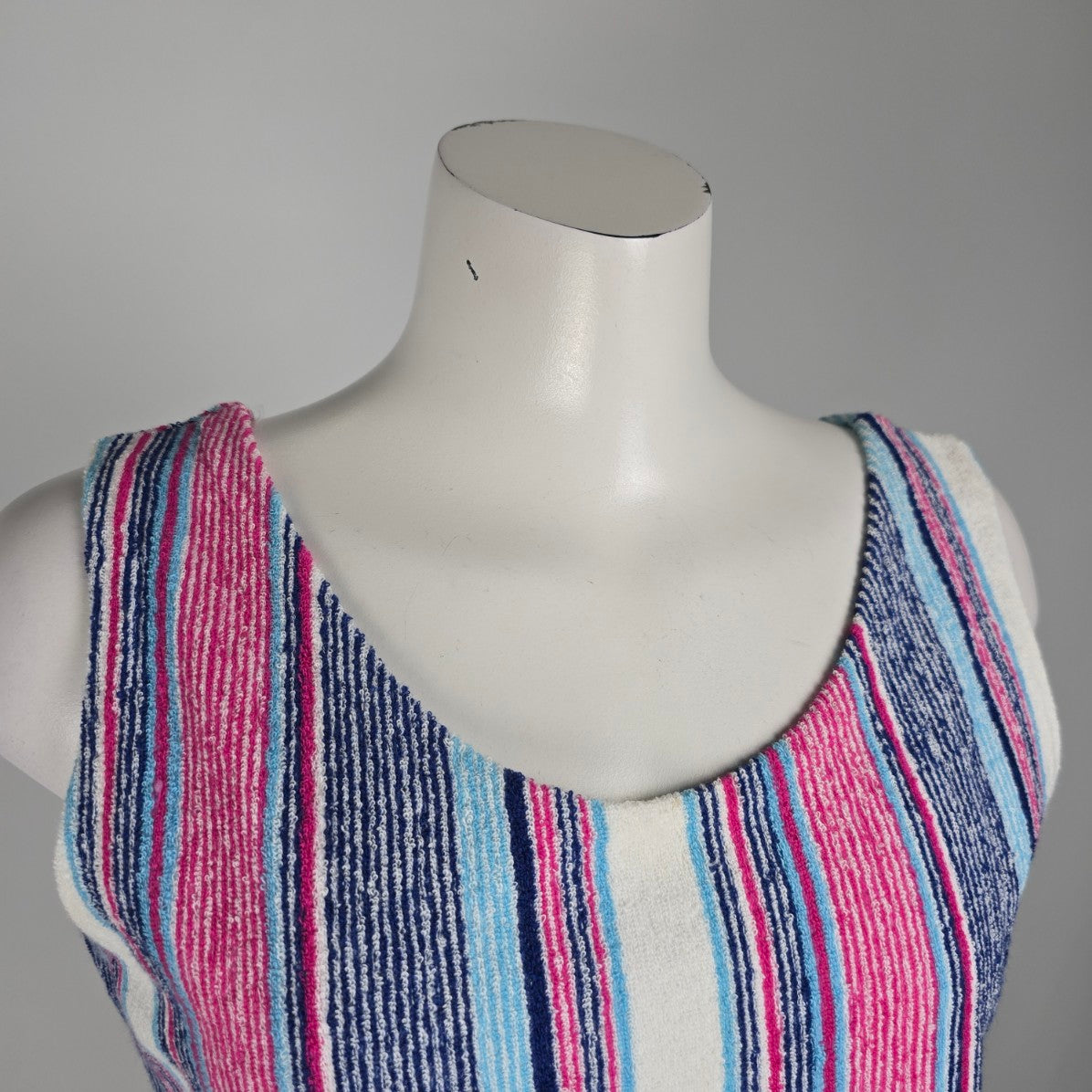 Vintage Pink Stripped Knit Sleeveless Top Size L/XL