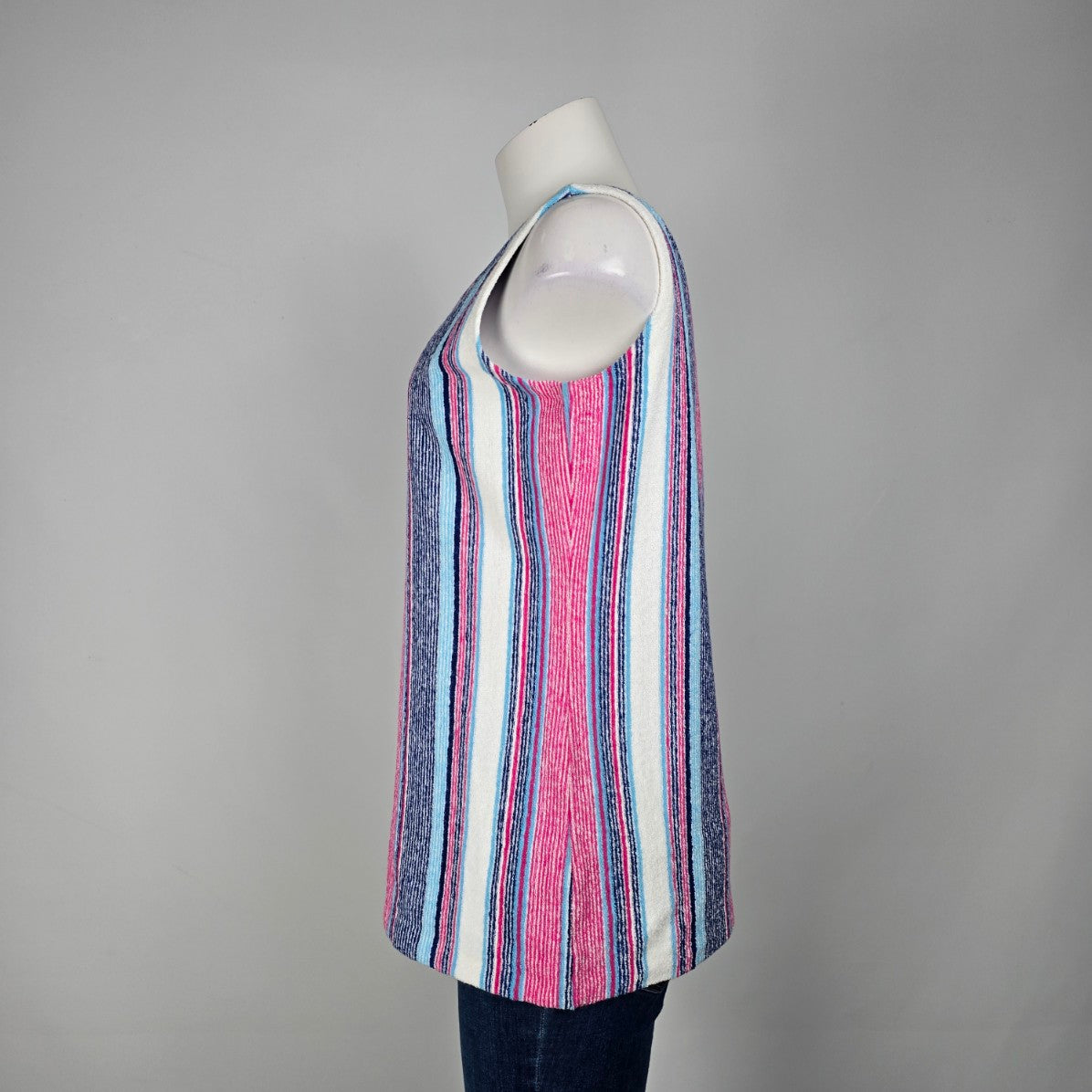 Vintage Pink Stripped Knit Sleeveless Top Size L/XL