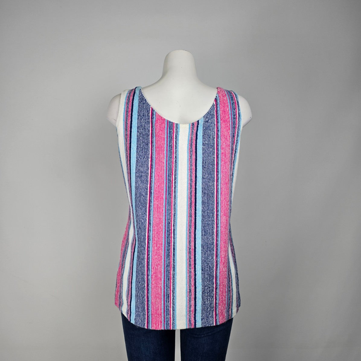 Vintage Pink Stripped Knit Sleeveless Top Size L/XL
