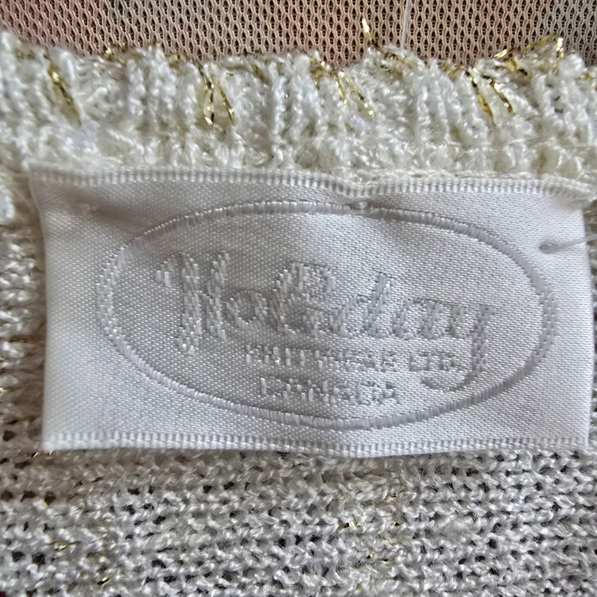 Vintage Holiday Cream & Gold Knit Sweater Vest Size L/XL