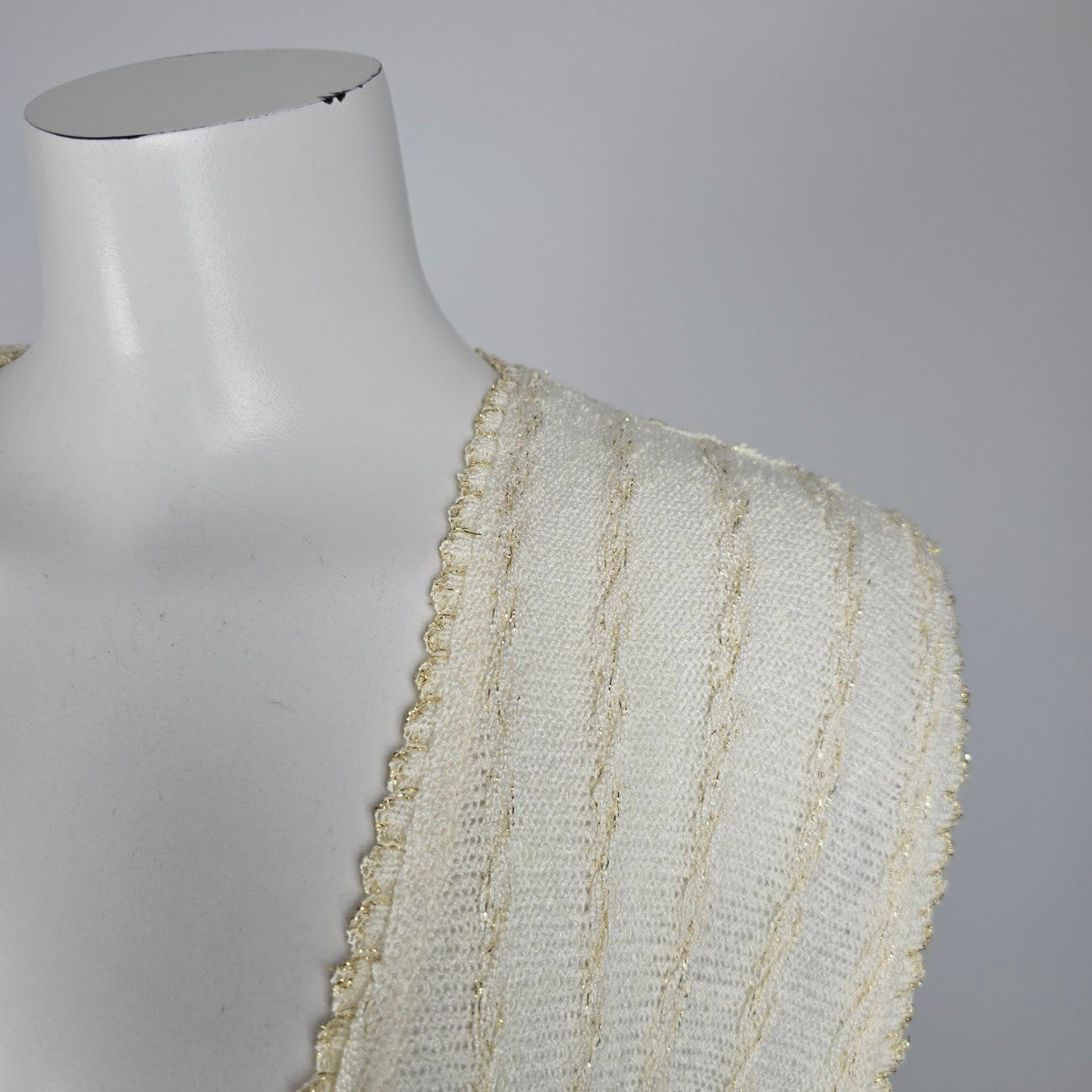 Vintage Holiday Cream & Gold Knit Sweater Vest Size L/XL