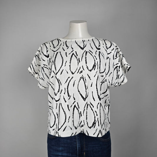 Vintage Non Stop White Printed Short Sleeve Tie Back T-Shirt Size L