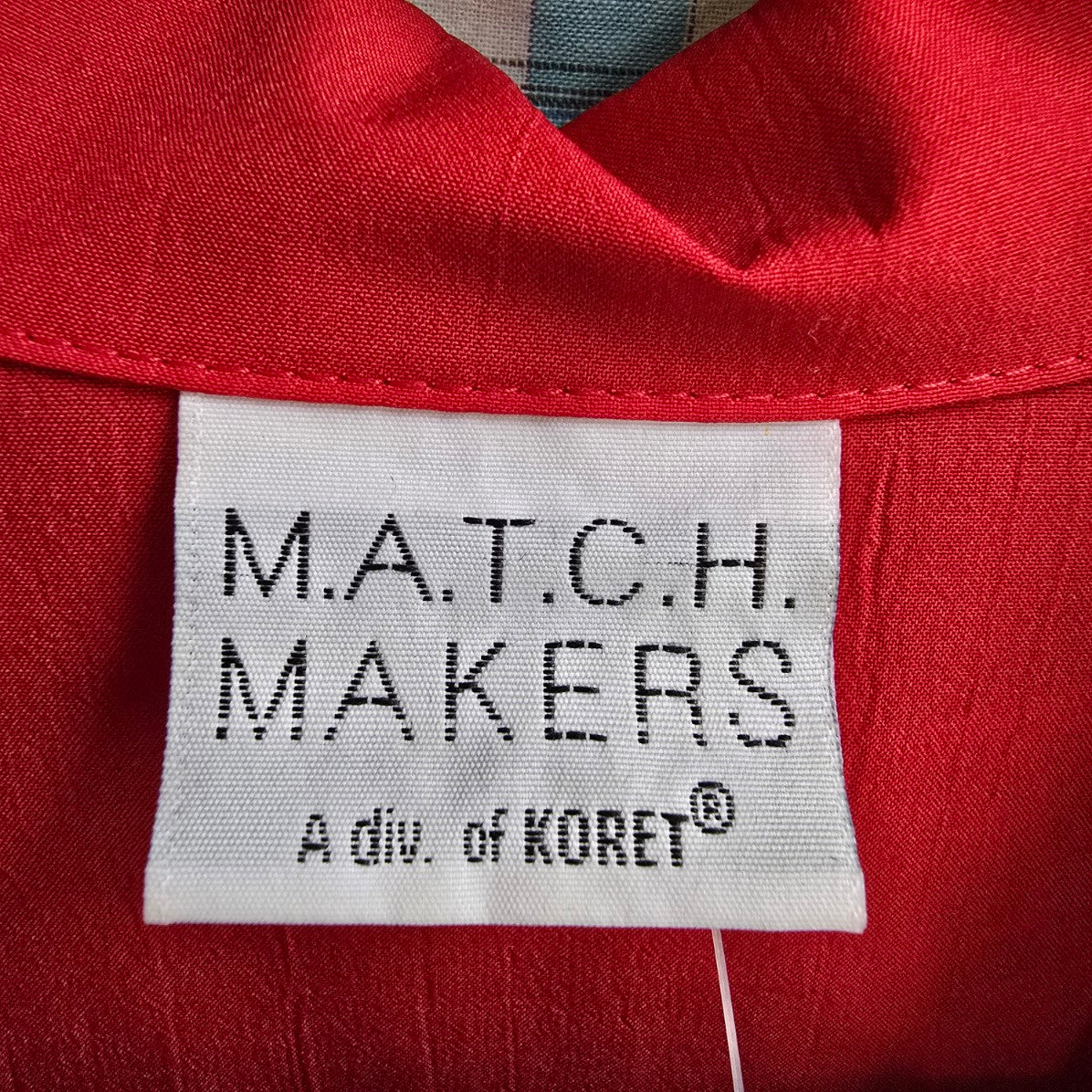 Vintage Match Makers Red Collared Button Up Blouse Size XL