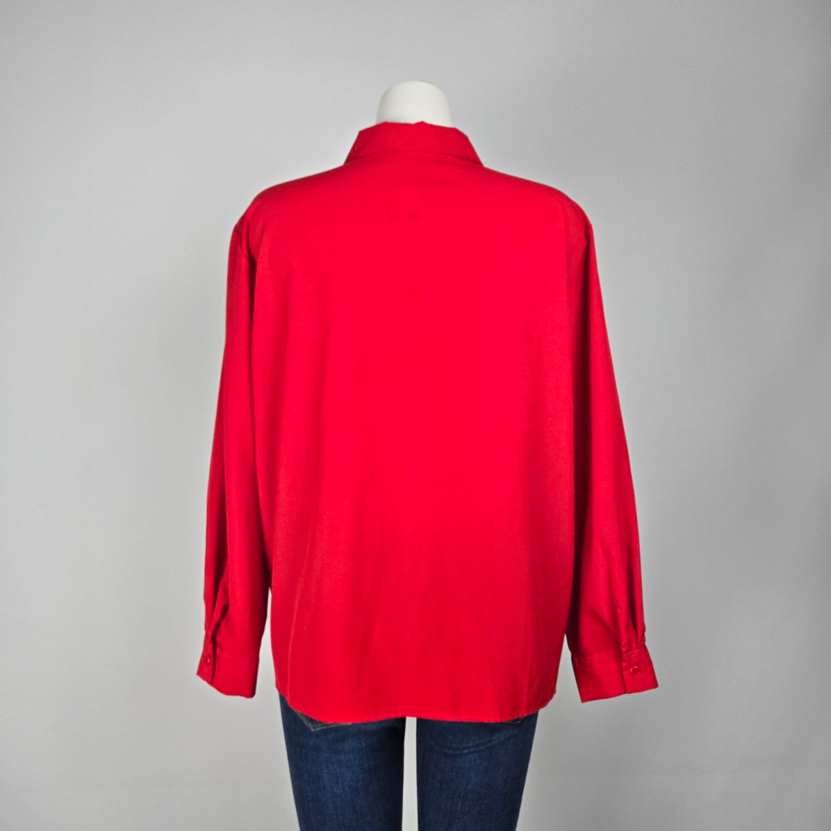 Vintage Match Makers Red Collared Button Up Blouse Size XL
