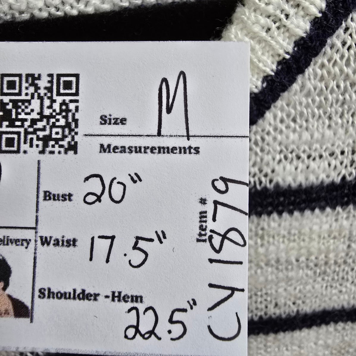 Vintage Paris Star White Stripped Knit Sweater Size M