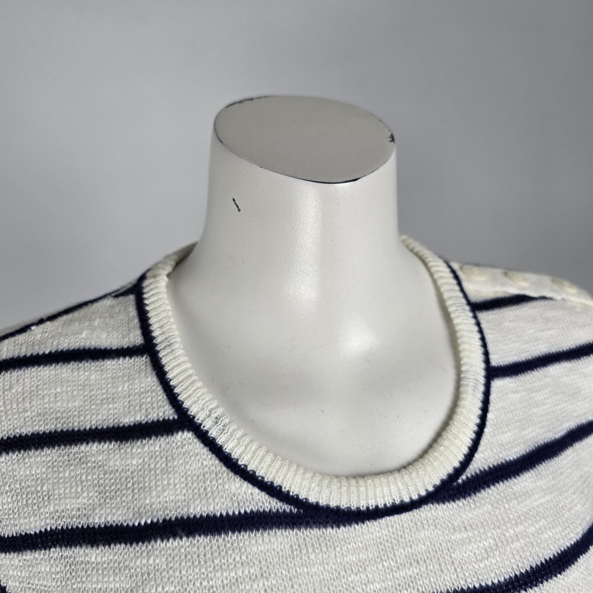 Vintage Paris Star White Stripped Knit Sweater Size M