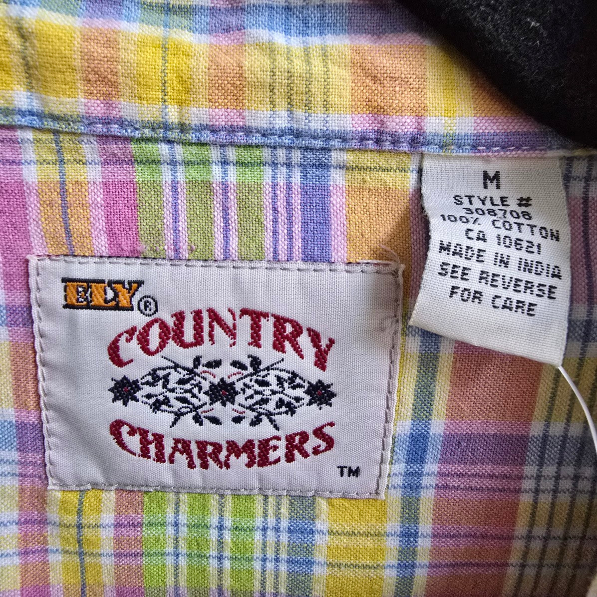 Country Charmers Yellow Plaid Cotton Pearl Snap Sleeveless Top Size M