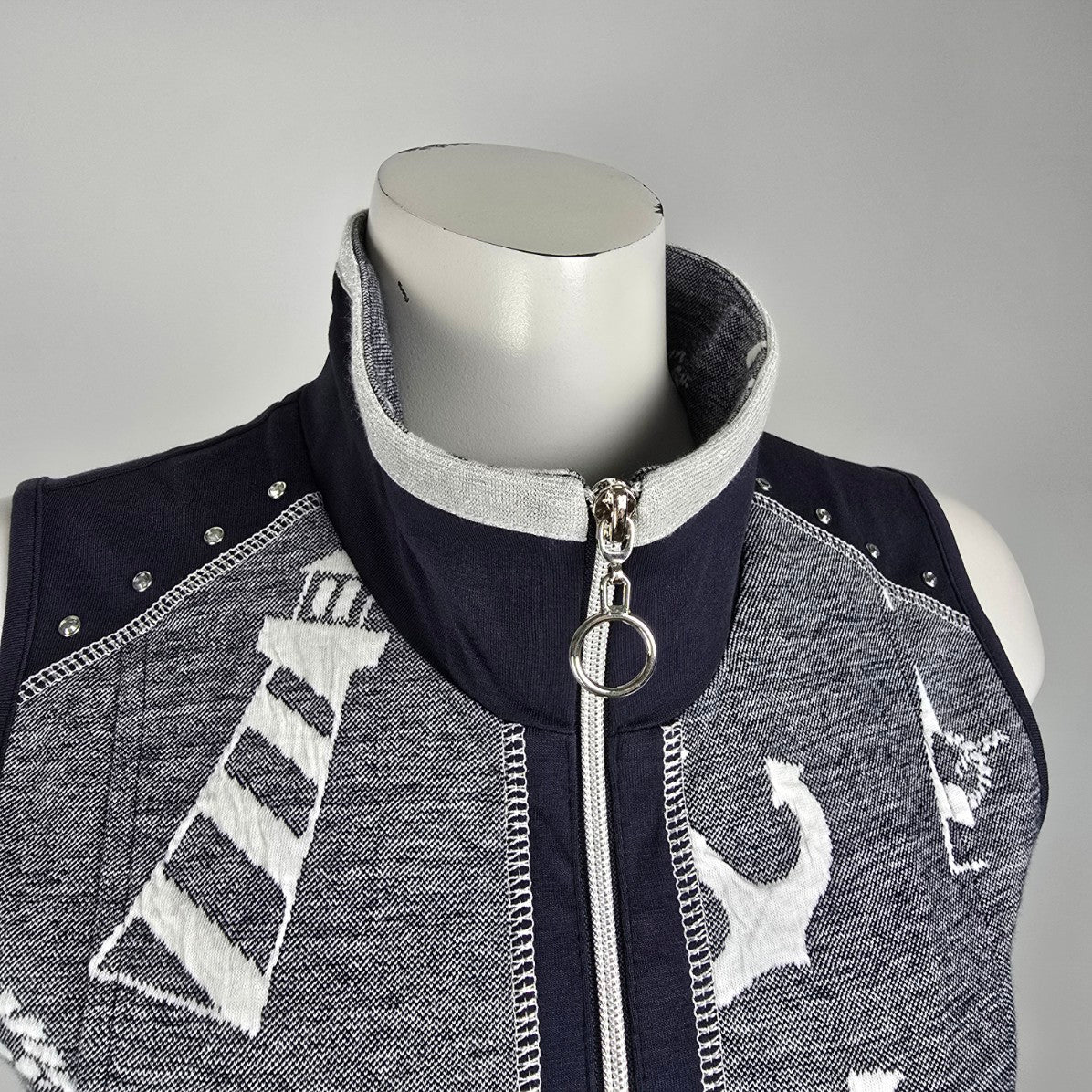 Art by Dolcezza Blue Nautical Zip Us Vest Size S