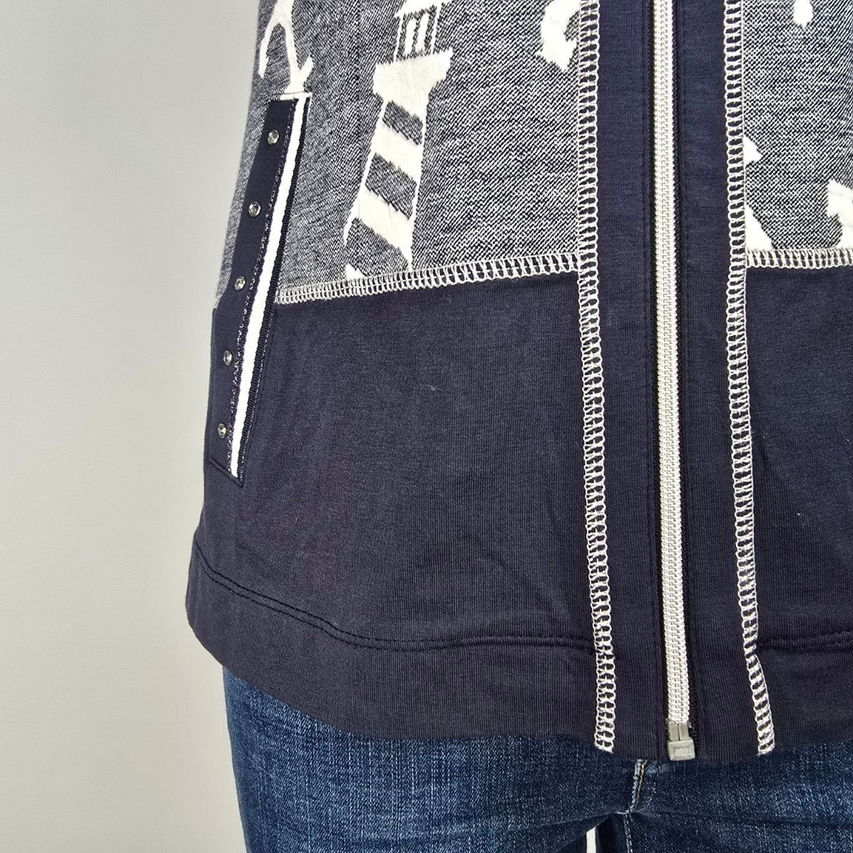 Art by Dolcezza Blue Nautical Zip Us Vest Size S