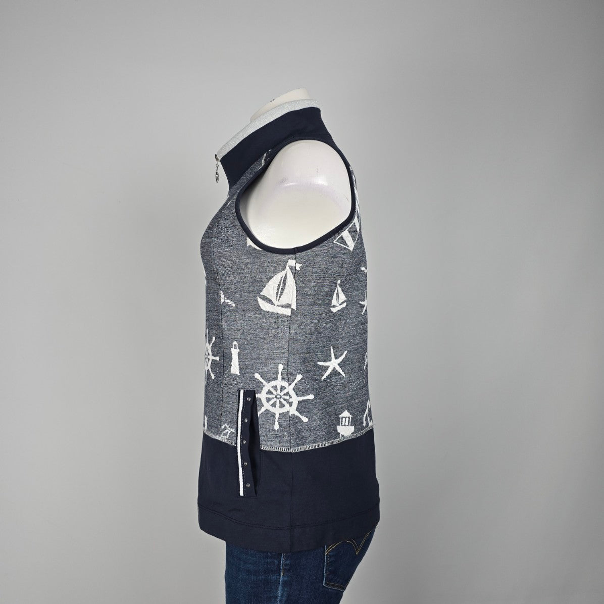 Art by Dolcezza Blue Nautical Zip Us Vest Size S