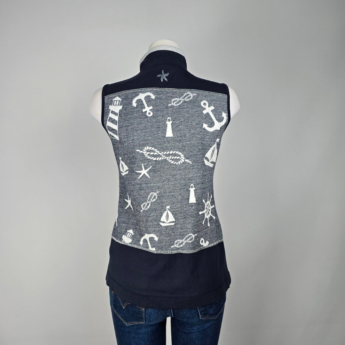 Art by Dolcezza Blue Nautical Zip Us Vest Size S