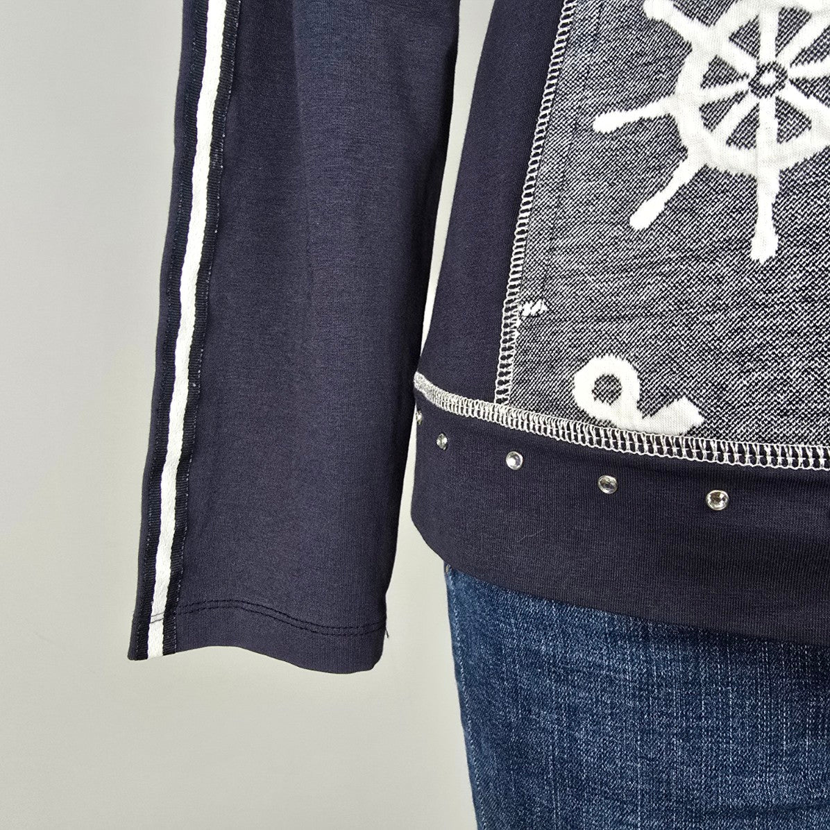 Art by Dolcezza Blue Nautical Zip Up Jacket Size S