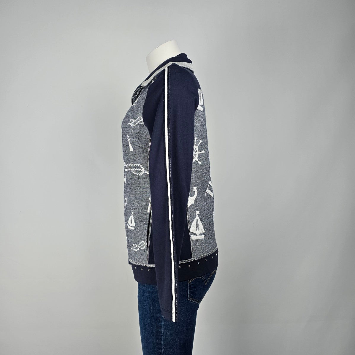 Art by Dolcezza Blue Nautical Zip Up Jacket Size S