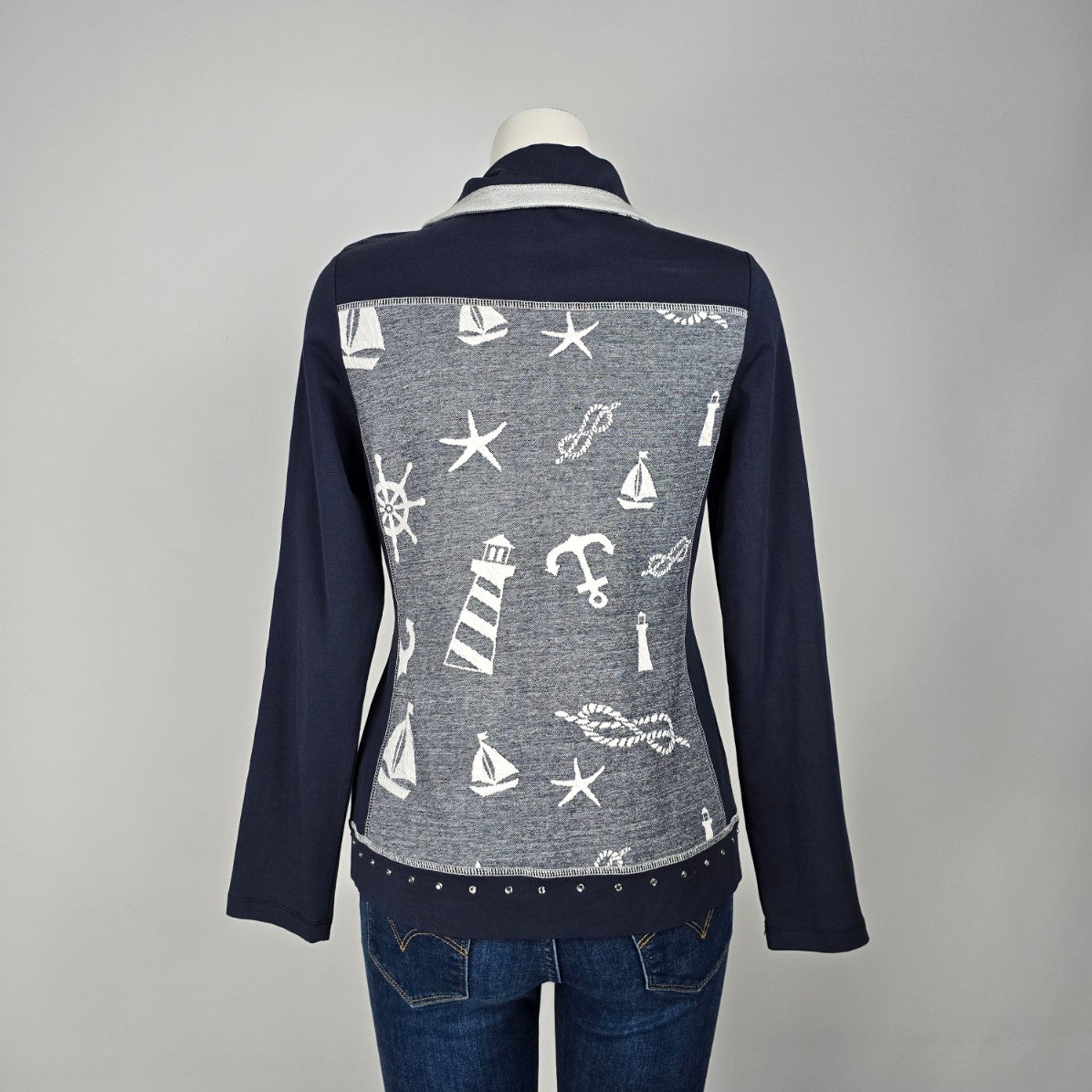 Art by Dolcezza Blue Nautical Zip Up Jacket Size S