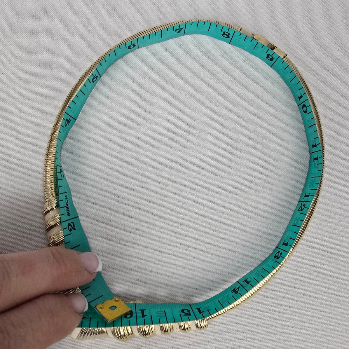 Vintage Gold & Cream Enamel Collar Necklace