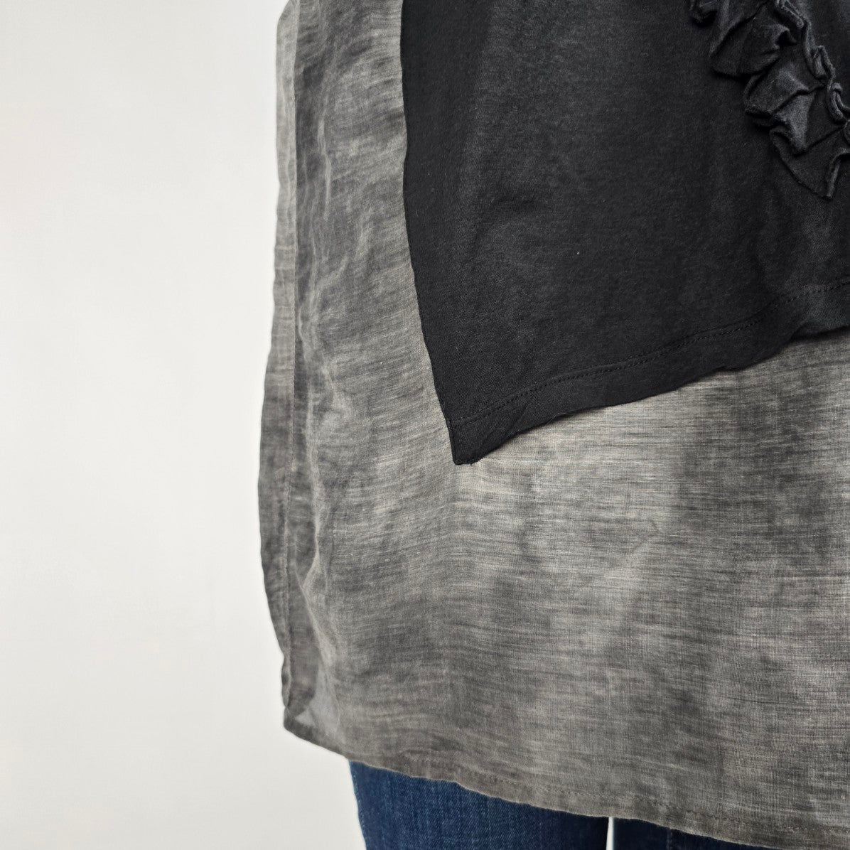 Miriam Ponsa Grey Cotton & Silk Short Sleeve Tunic Top Size 8