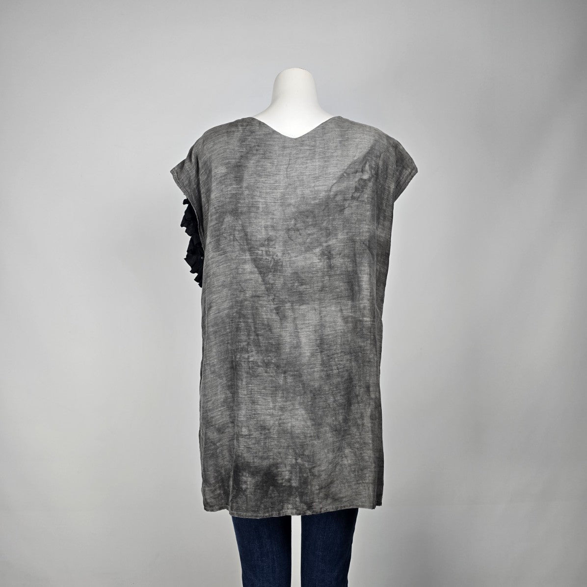 Miriam Ponsa Grey Cotton & Silk Short Sleeve Tunic Top Size 8
