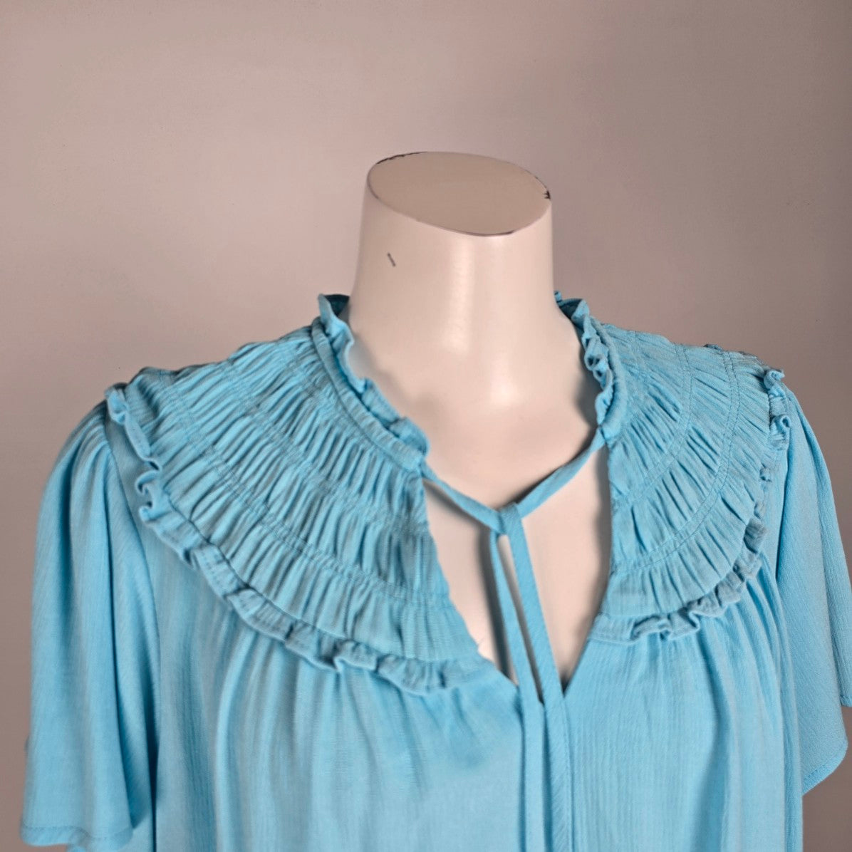 Torrid Blue Neck Tie Blouse Size L