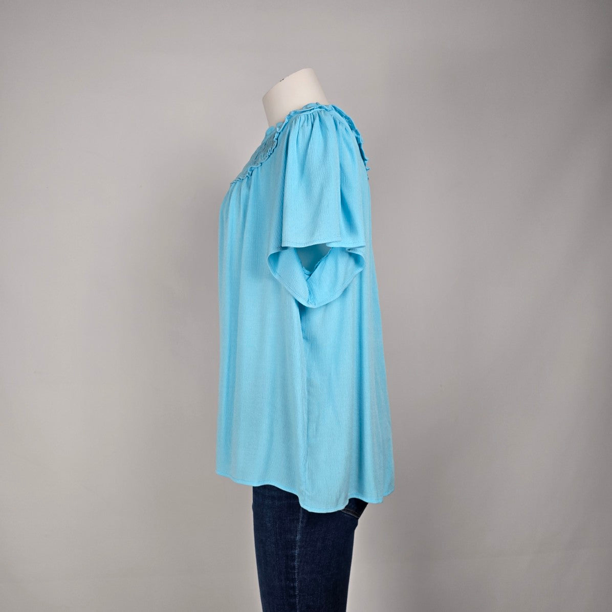 Torrid Blue Neck Tie Blouse Size L