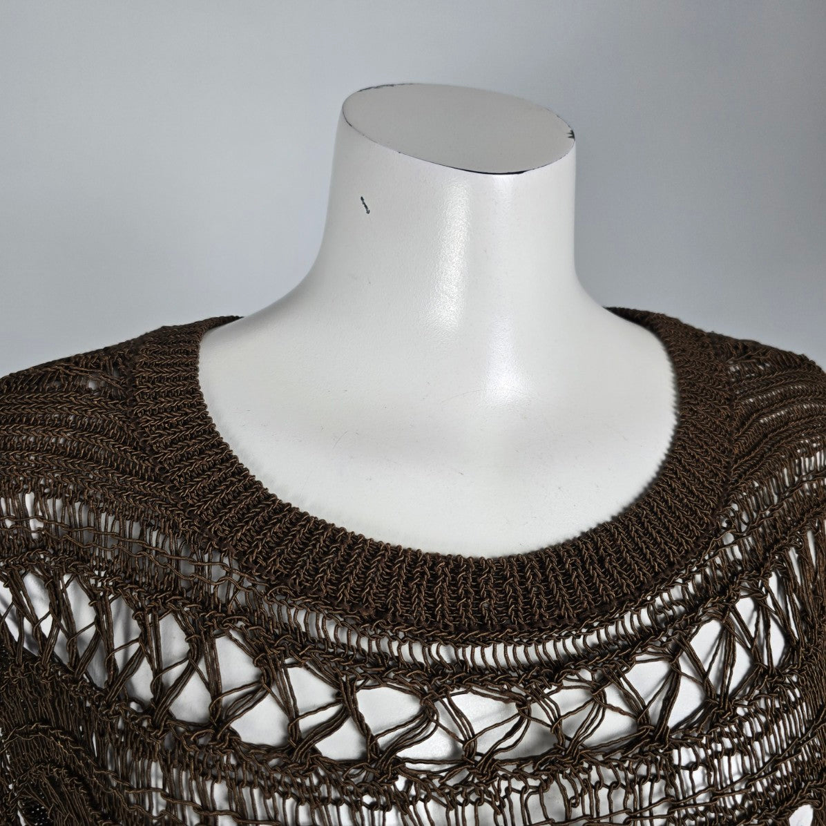 Anne Klein Brown Open Knit Short Sleeve Tops Size S