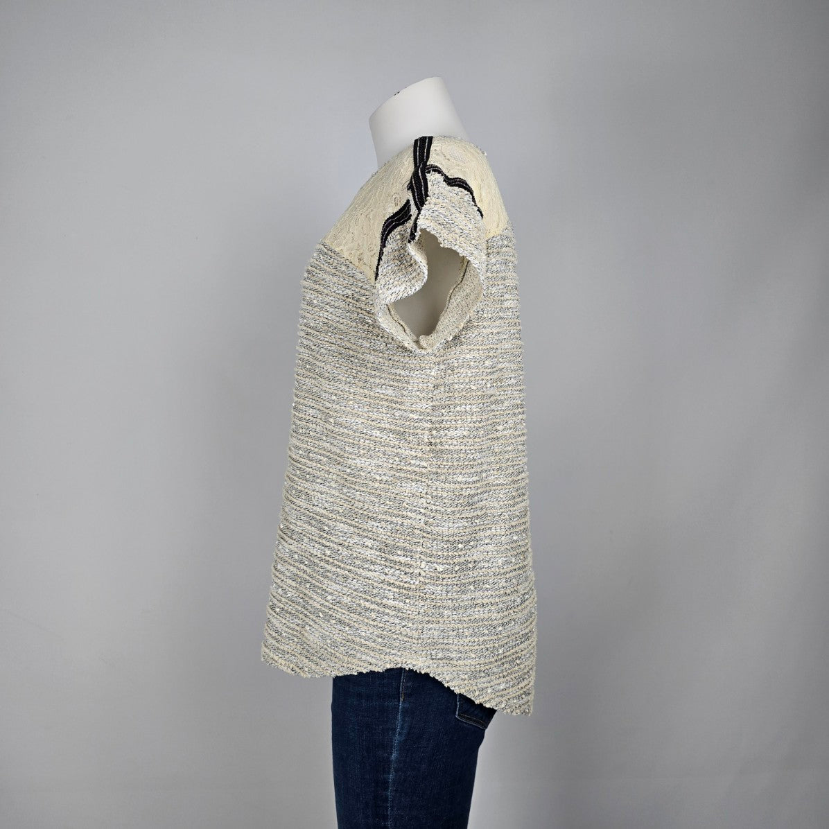Sanctuary Cream Lace Short Sleeve Top Size M