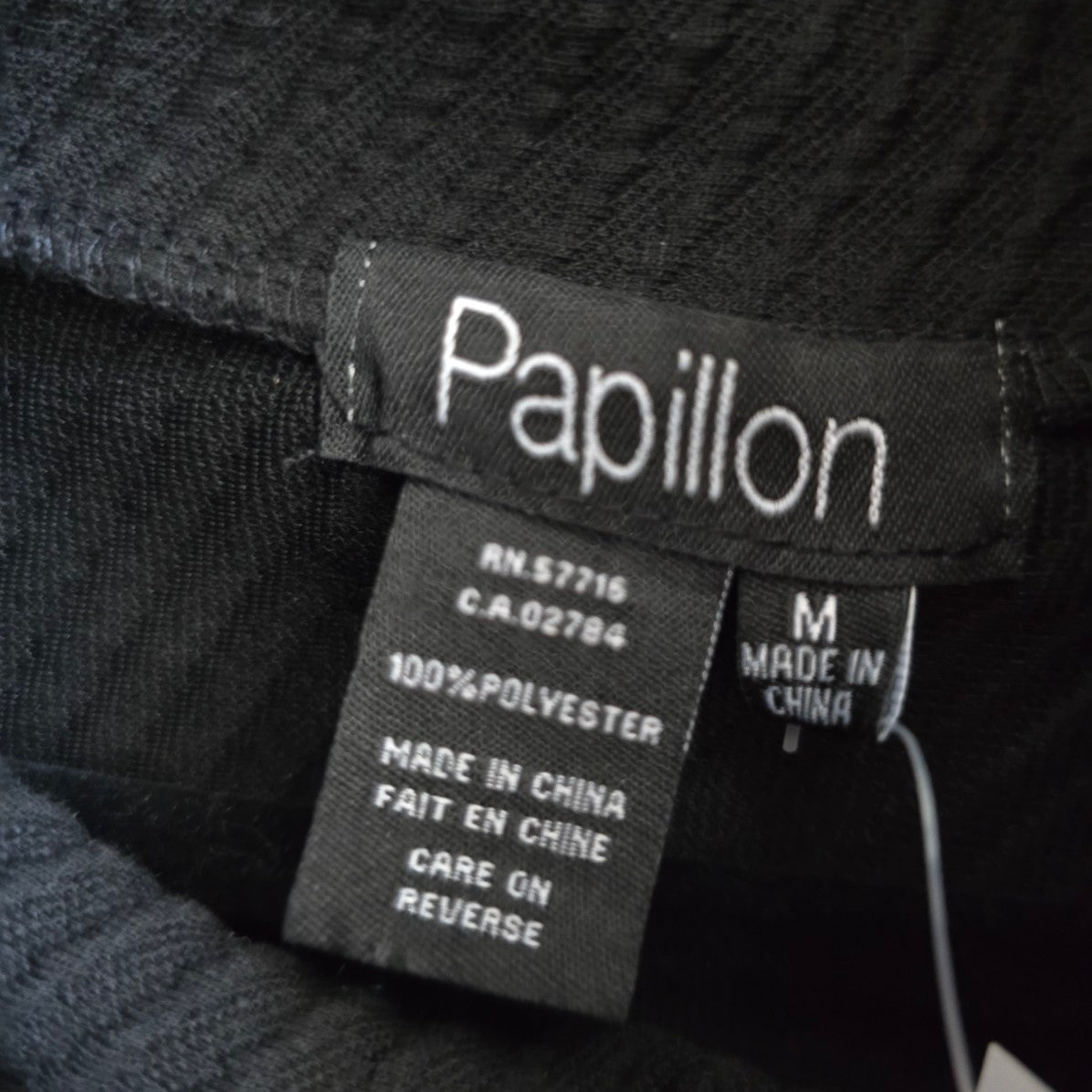 Papillon Black High Neck Poncho Top Size M