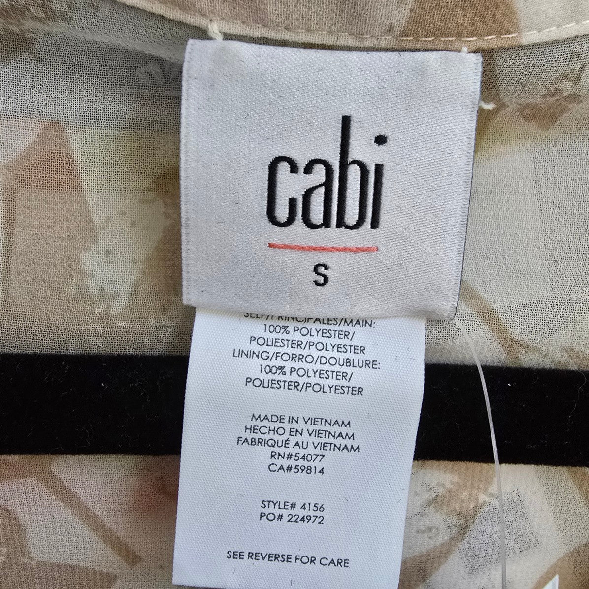 Cabi Brown Floral Sheer Blouse Size S