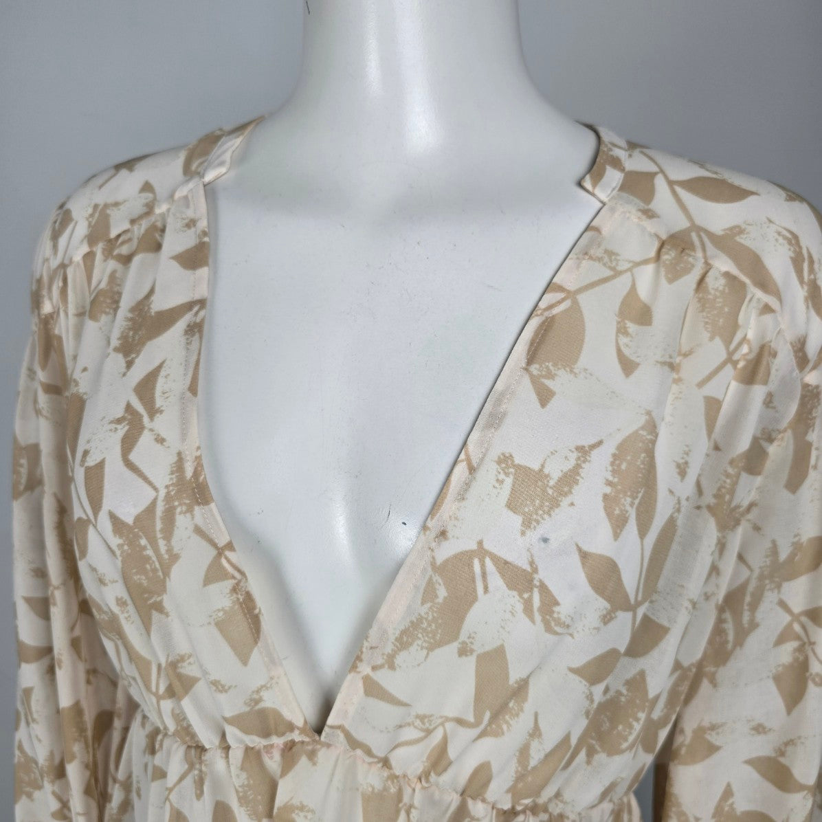 Cabi Brown Floral Sheer Blouse Size S