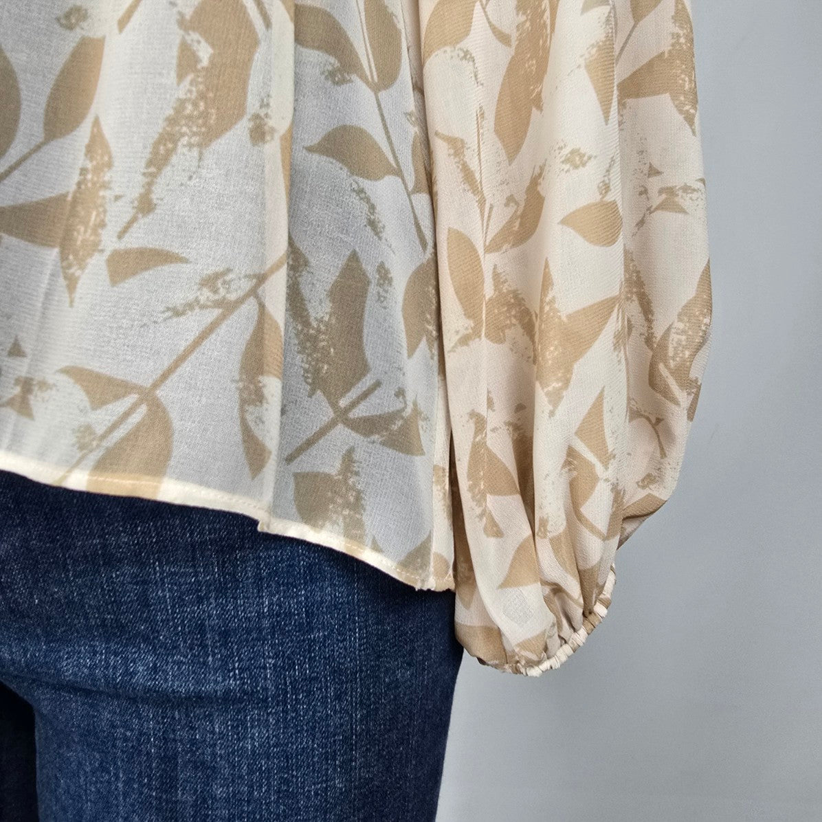 Cabi Brown Floral Sheer Blouse Size S