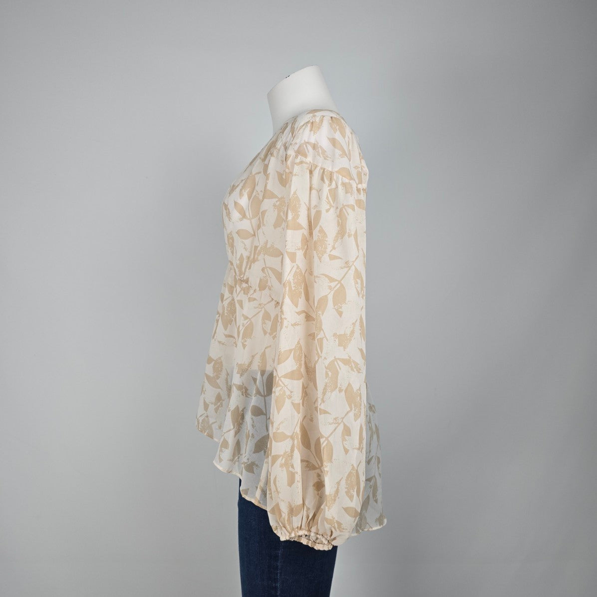 Cabi Brown Floral Sheer Blouse Size S