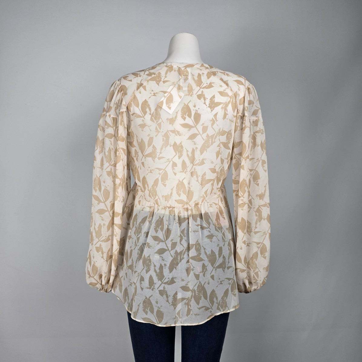 Cabi Brown Floral Sheer Blouse Size S