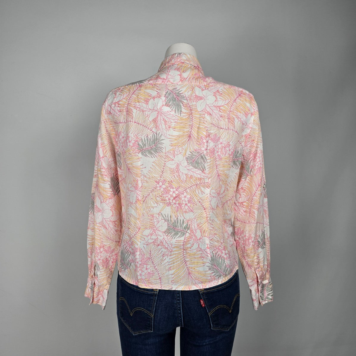 Tommy Bahama Pink Floral Button Up Blouse size M