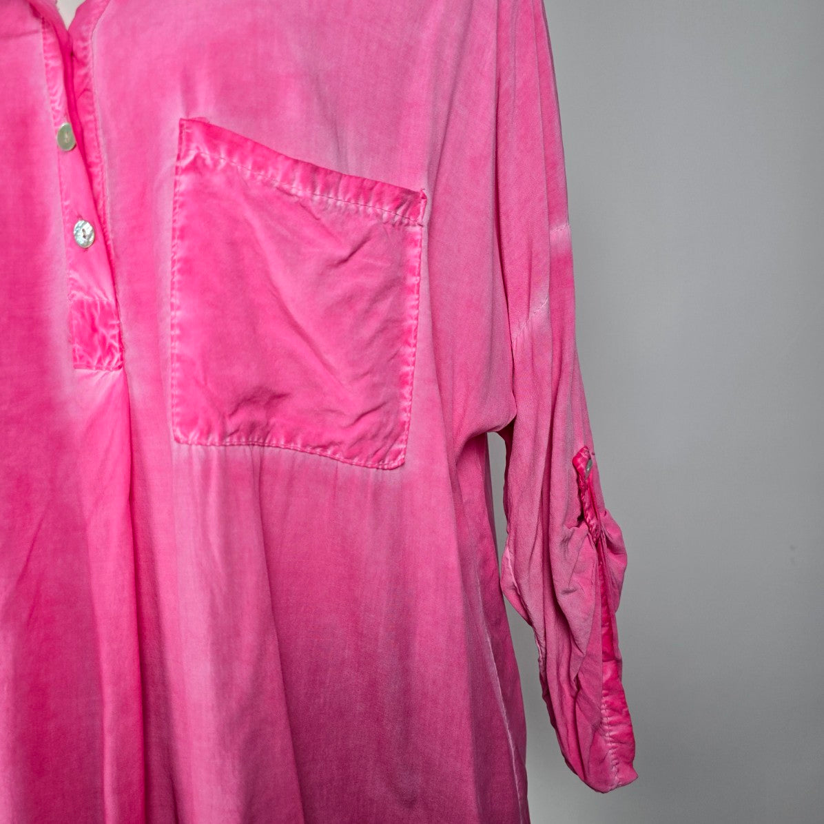 Meo Meli Pink Cotton Button Up Blouse Top Size XL