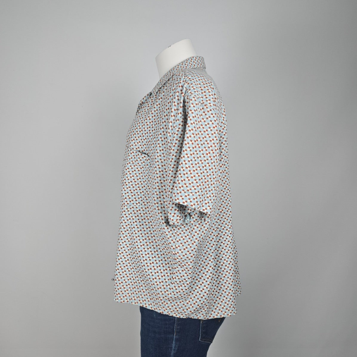 Levis Blue Retro Print Button Up Top Size XL