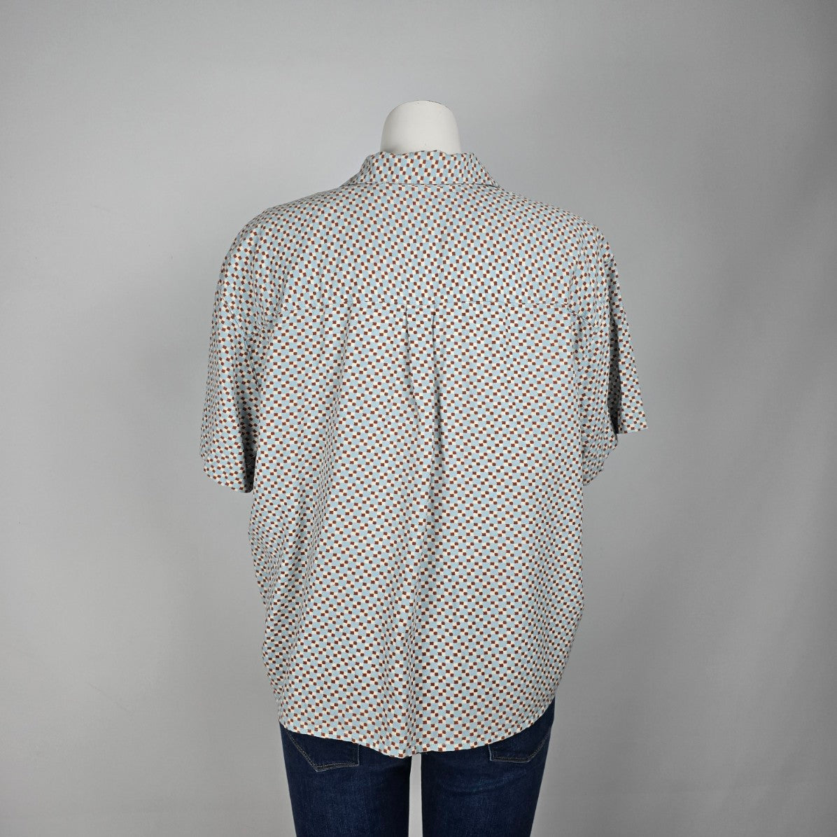 Levis Blue Retro Print Button Up Top Size XL
